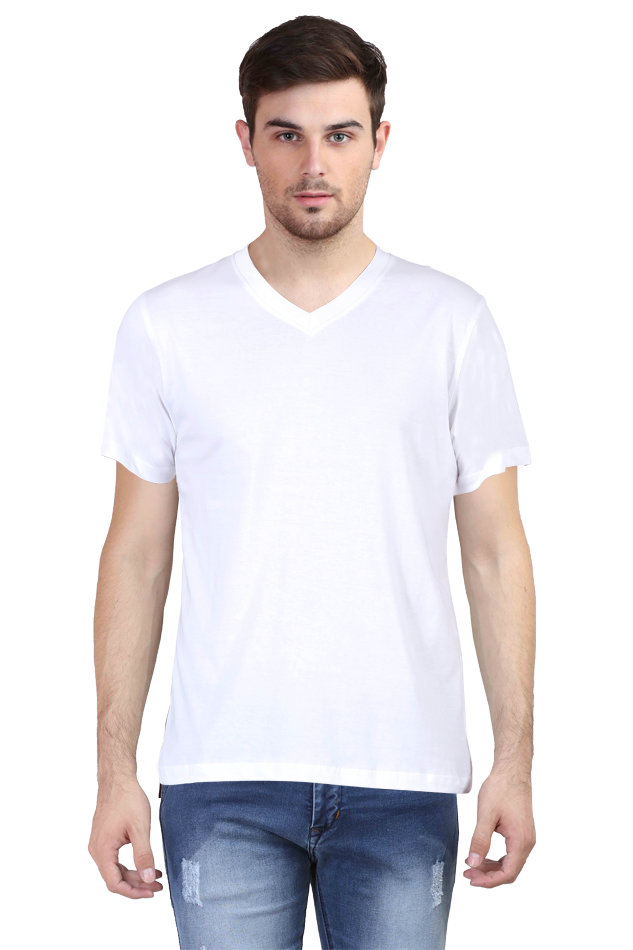 Shubharambh | White | Half Sleeve | V Neck |  Unisex | T-shirt