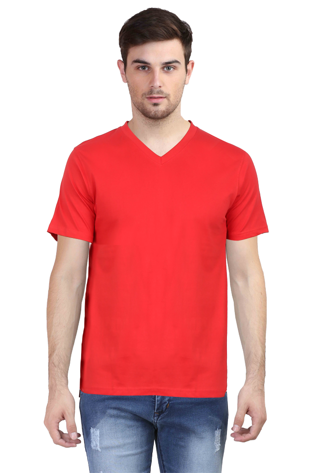 Shubharambh | Red | Half Sleeve | V Neck |  Unisex | T-shirt