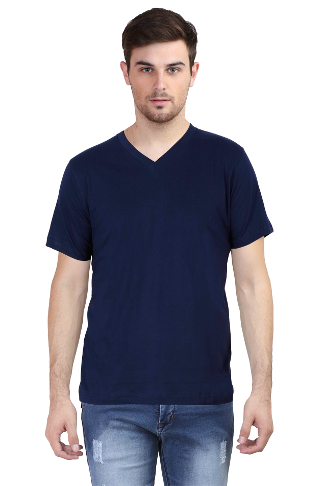 Shubharambh | Navy Blue | Half Sleeve | V Neck | Unisex | T-shirt