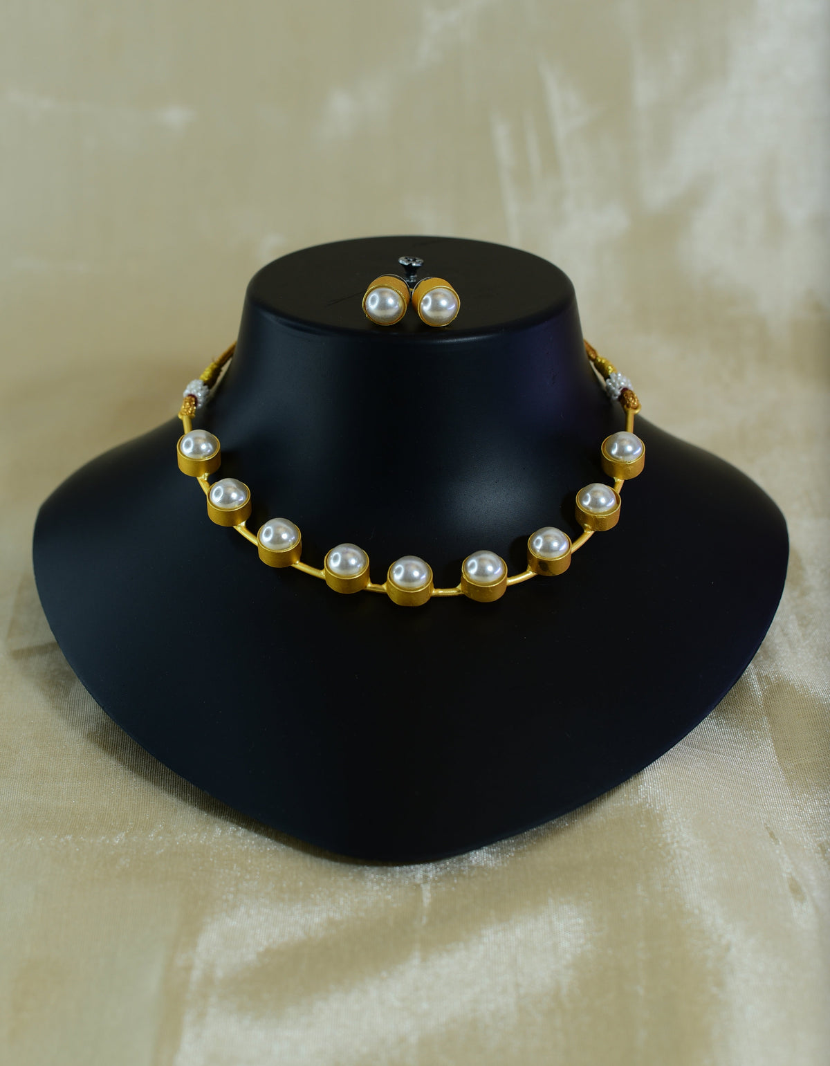 Shubharambh Golden Cluster Pearls Necklace