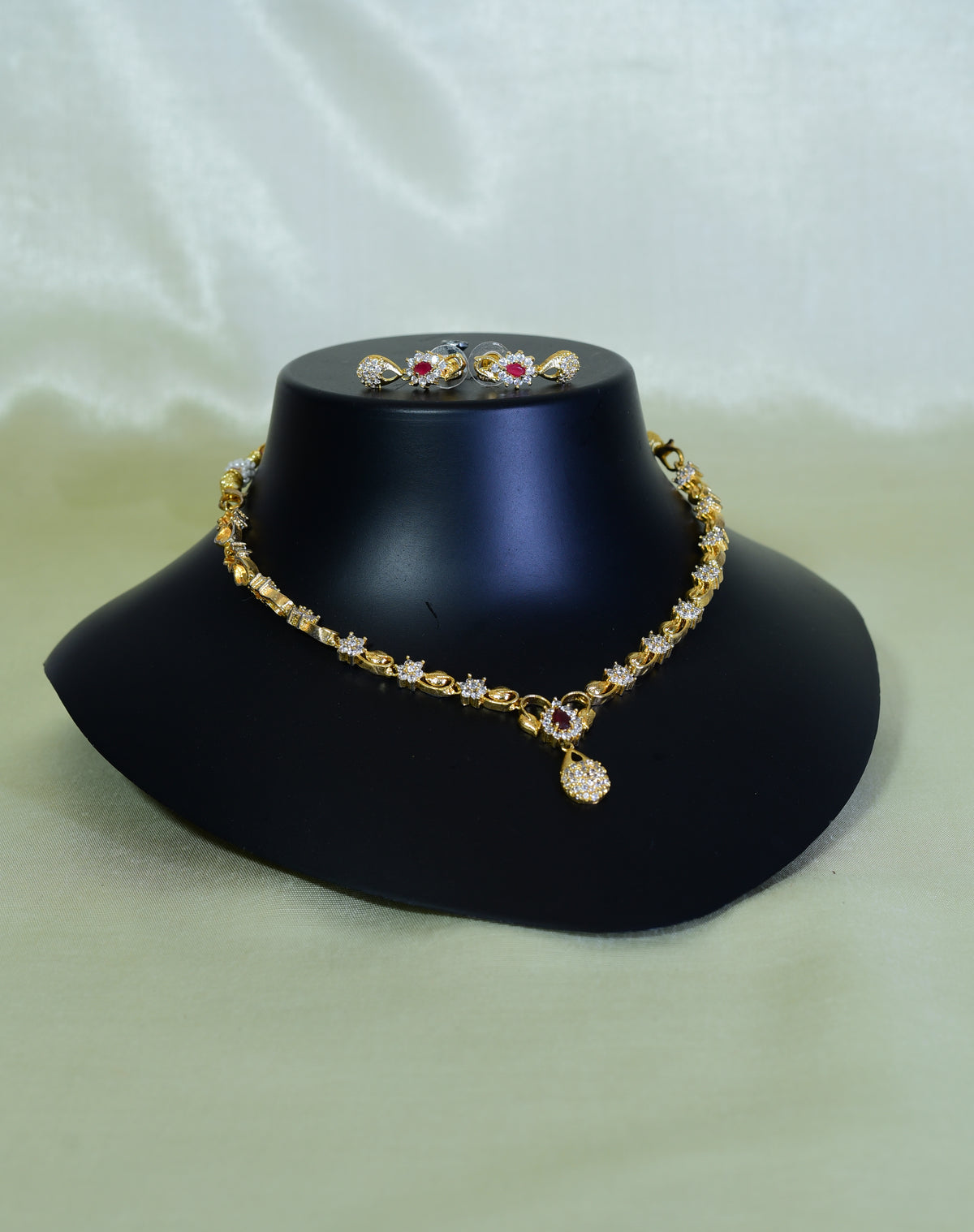 Shubharambh American Diamond Gold Plated Necklace