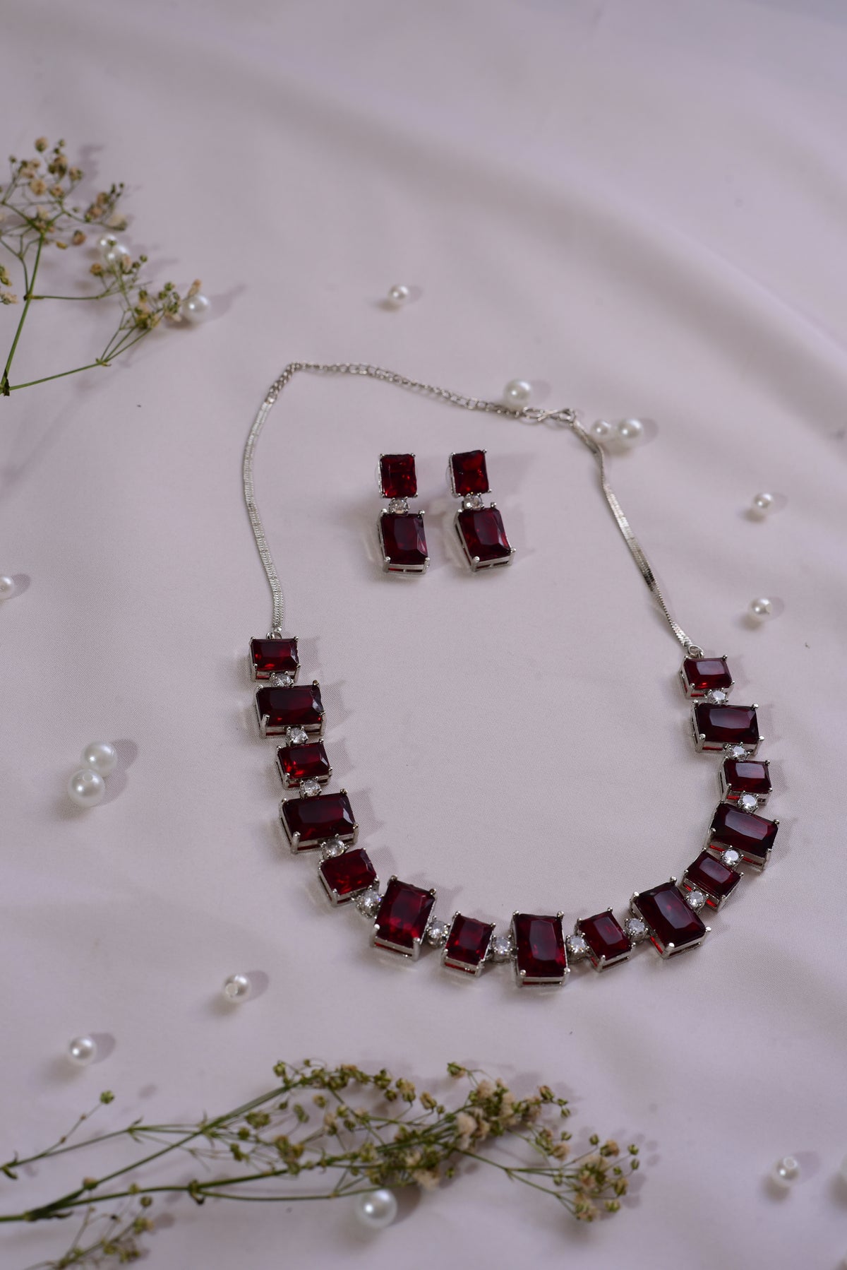 Shubharambh Trendy Crystal stone | Maroon Color Necklace