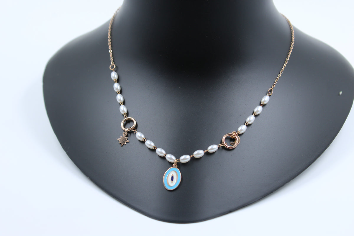 Shubharambh White Pearl and Evil Eye Design Pendant